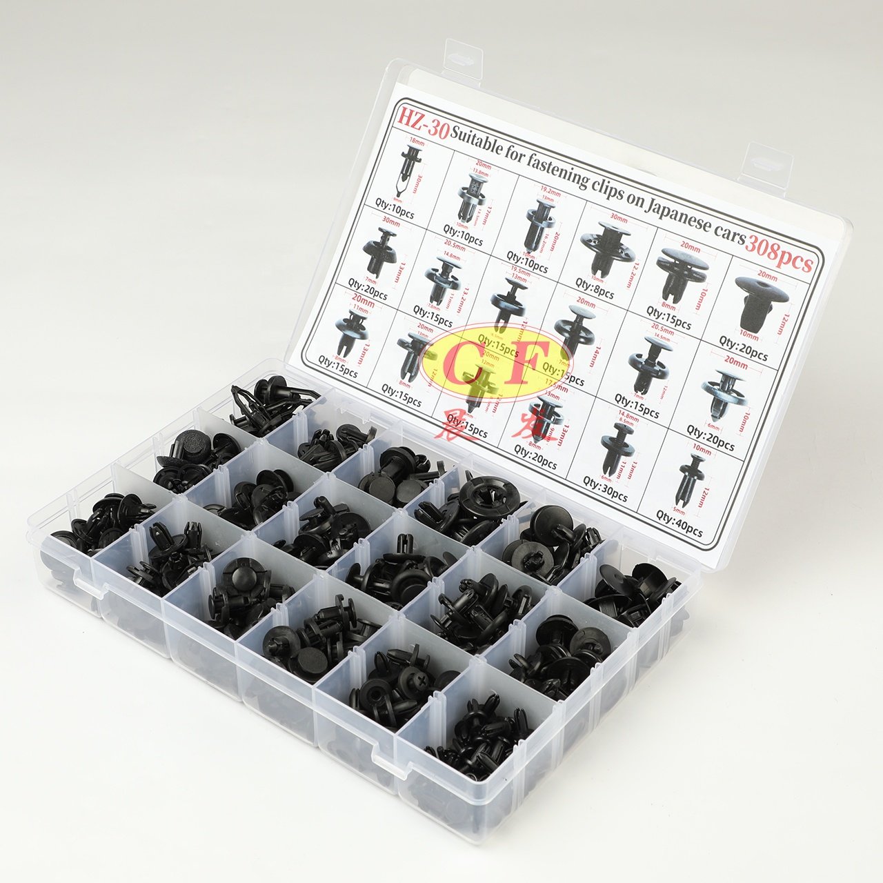 308PCS automobile universal automatic push retainer clip automobile classification plastic fastener clip bumper fastener