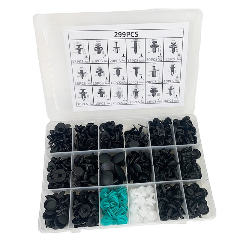 630 Plastic Car Door Panel Trim Clips Kit+4 Different Size Auto Trim Removal Tools +10 Cable Ties +1 Fastener Remover 645pcs set