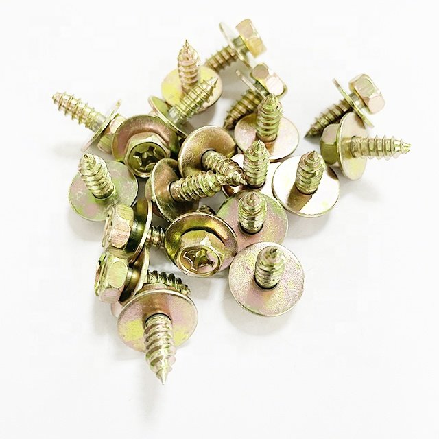 Dawoo Metal Fastener Clips Retainer M8-1.20*24mm Hex Head SEMS 24mm Outside Dia. Phosphate Screws