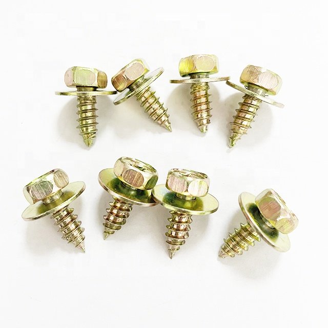 Dawoo Metal Fastener Clips Retainer M8-1.20*24mm Hex Head SEMS 24mm Outside Dia. Phosphate Screws