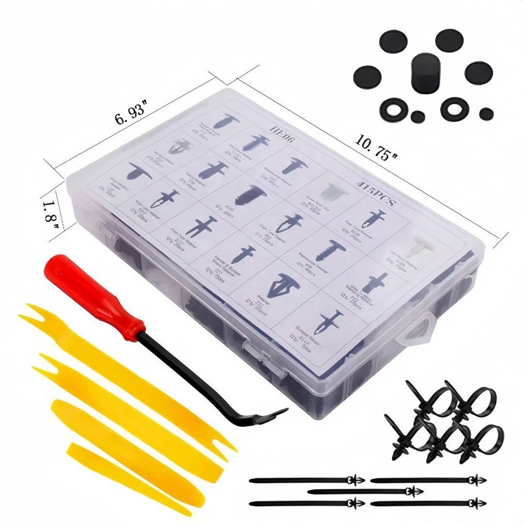 415 pcs +6pcs tool Car Fasteners Door Panel Retainer Fender Bumper Fixing Clip Universal Vehicle Plastic Clips Set