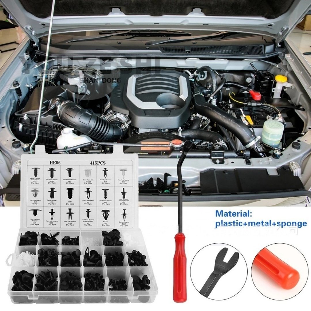 415 pcs +6pcs tool Car Fasteners Door Panel Retainer Fender Bumper Fixing Clip Universal Vehicle Plastic Clips Set