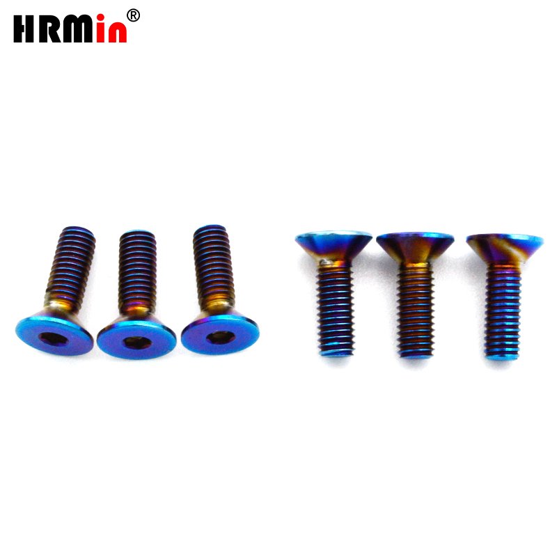 HRMin Blue Color Gr.5 Titanium Alloy Ti-6Al-4V Allen Countersunk Bolts Screw Fastener for Automobile Vehicle Car Steering Wheel