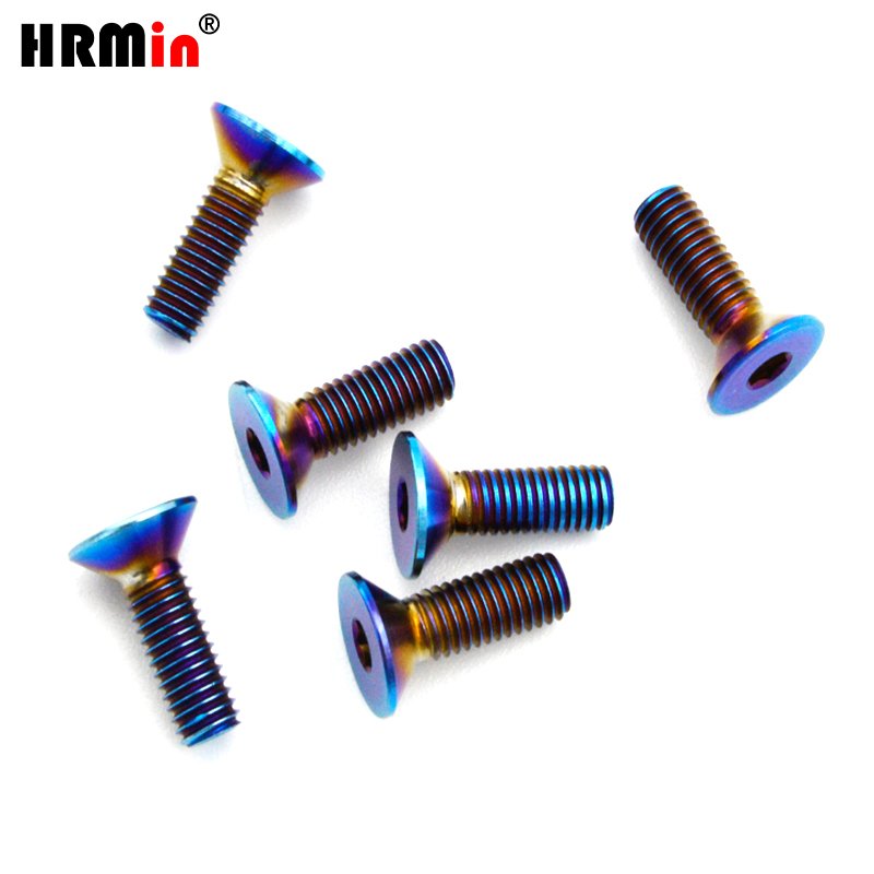 HRMin Blue Color Gr.5 Titanium Alloy Ti-6Al-4V Allen Countersunk Bolts Screw Fastener for Automobile Vehicle Car Steering Wheel