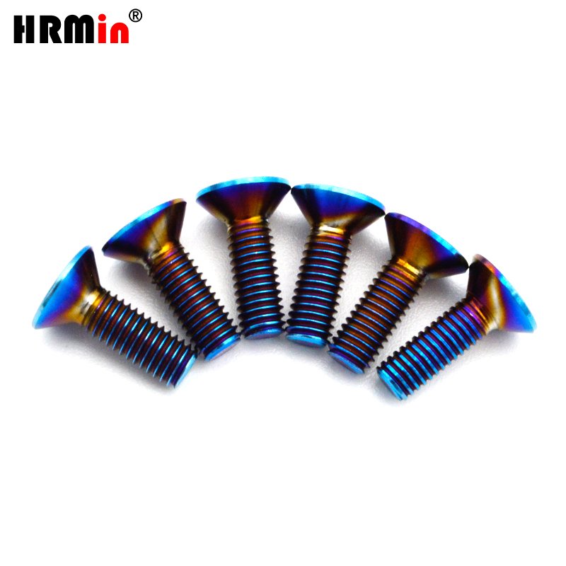 HRMin Blue Color Gr.5 Titanium Alloy Ti-6Al-4V Allen Countersunk Bolts Screw Fastener for Automobile Vehicle Car Steering Wheel