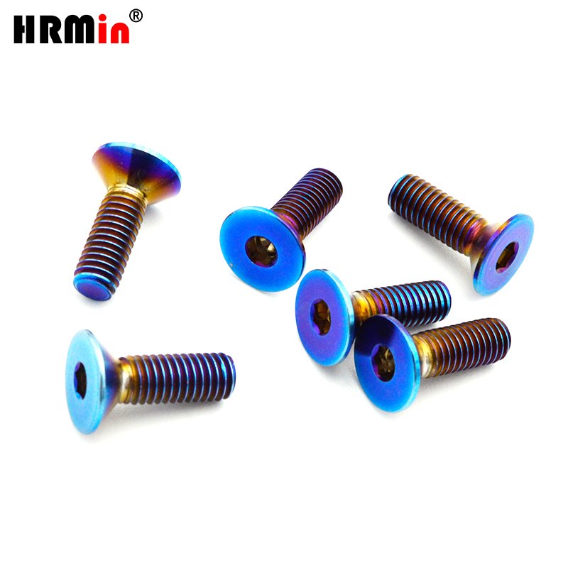 HRMin Blue Color Gr.5 Titanium Alloy Ti-6Al-4V Allen Countersunk Bolts Screw Fastener for Automobile Vehicle Car Steering Wheel