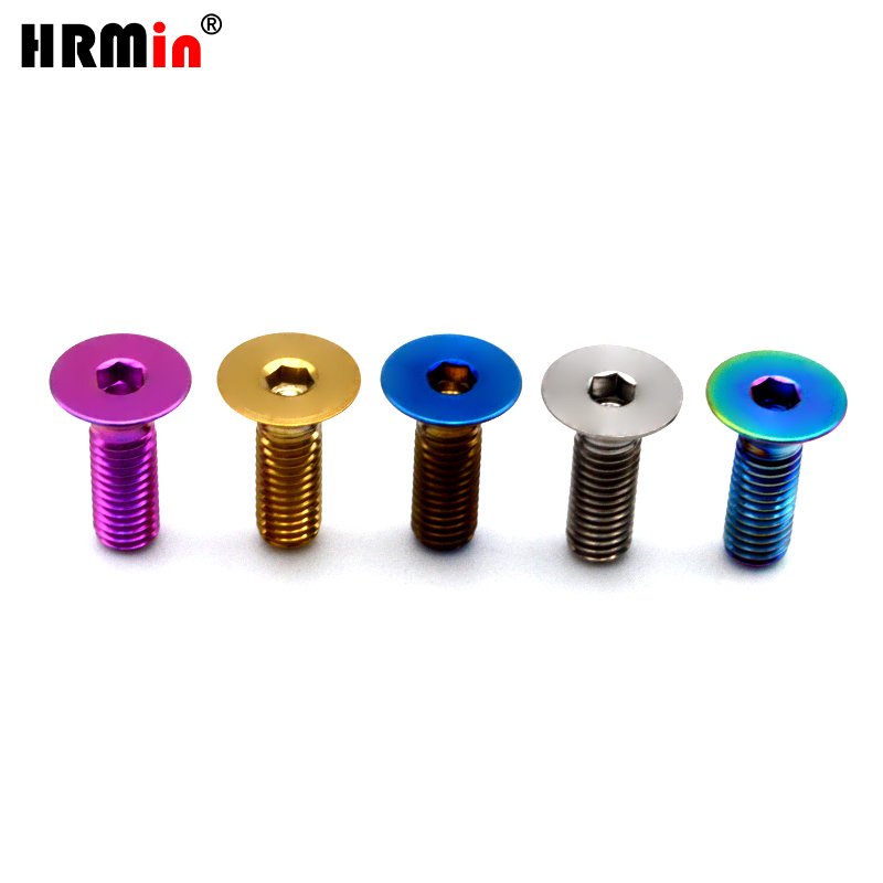 HRMin Blue Color Gr.5 Titanium Alloy Ti-6Al-4V Allen Countersunk Bolts Screw Fastener for Automobile Vehicle Car Steering Wheel