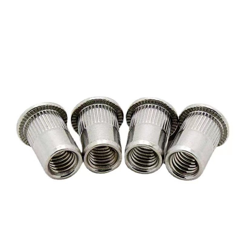 ZINC PLATED Carbon Steel 304 Stainless Steel Vertical Knurled Flat Head Embedded Self Clinching Rivet Nut for Sheet Metal Board