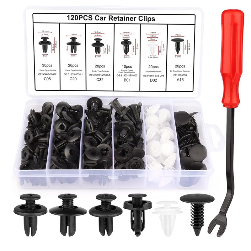 120PCS Universal Auto Plastic Car Clips & Fasteners For Bumper Push Retainer Trim Fender Door Panel Body