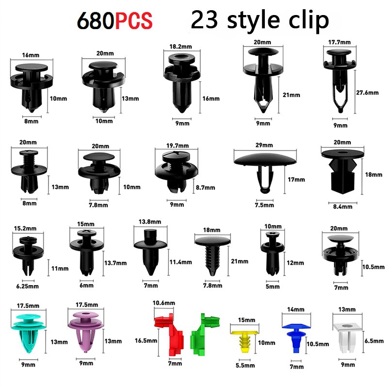 725pcs Car Fastener Clip Kit Fender Rivet Clips Auto Body Push Retainer Pin Rivet Bumper Door Trim Panel Retainer Repair