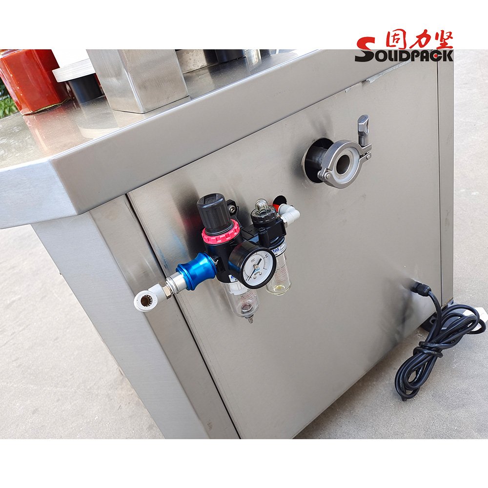 Solidpack semi automatic 2 head glass jar bottles vacuum feeder screwing capping machine