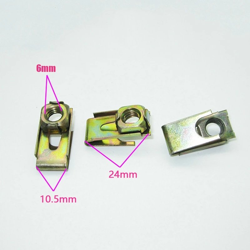 Metal Spring U-Type Plate Nut Tread Panel Spire Nut Fairing Clip Car License Fastener Self Tapping Screw Gasket M5 M6 M8 Clamp
