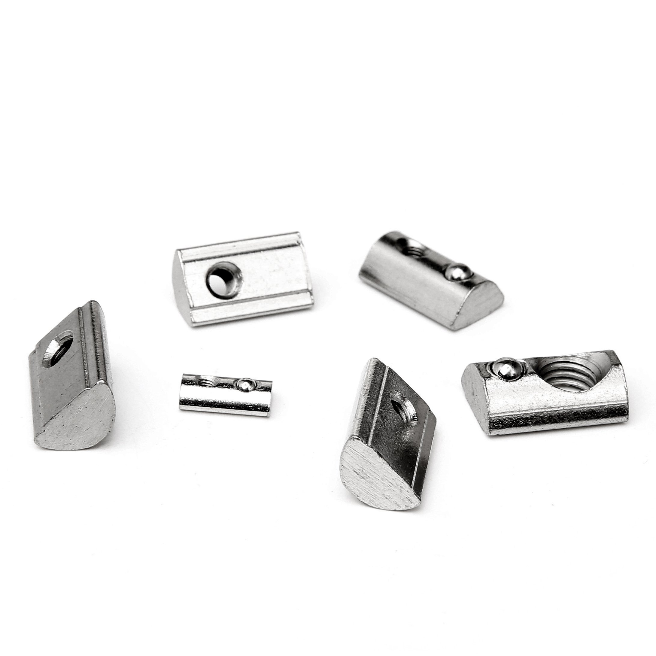 Carbon Steel DIN Elastic Nut Aluminum Profile Industrial Hardware Fastener Spring Ball Nut Nickel Plated Galvanized 20/30/40/45