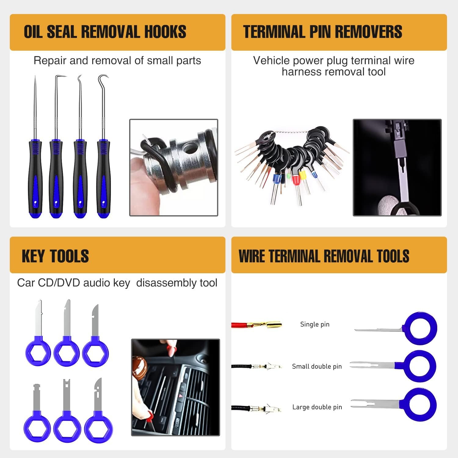 238Pcs Trim Removal Tool Auto Push Pin Bumper Retainer Clip Set Fastener Terminal Remover Tool Adhesive Cable Clips Pry Kit