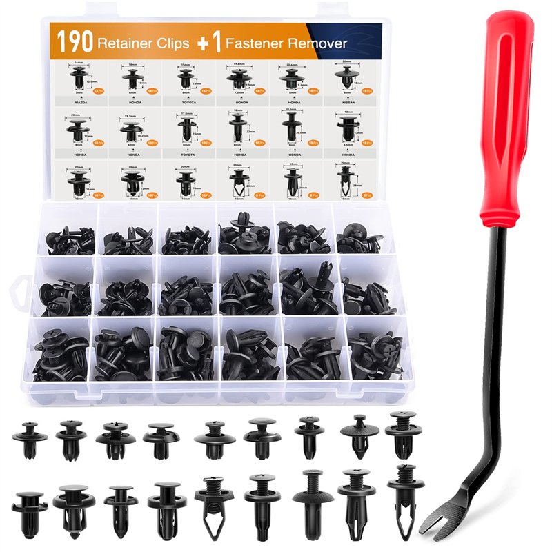 191Pcs Bumper Retainer Clips Car Plastic Rivets Fasteners Push Retainer Kit Most Popular Sizes Auto Push Pin Rivets Set