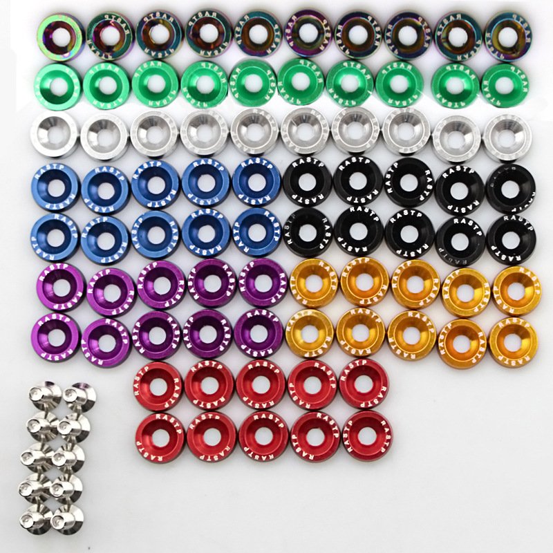 Flat Washers Anodized Different Color Washer M6 Aluminum Custom Aluminum Use on Modifying Car Anodize,black Turning