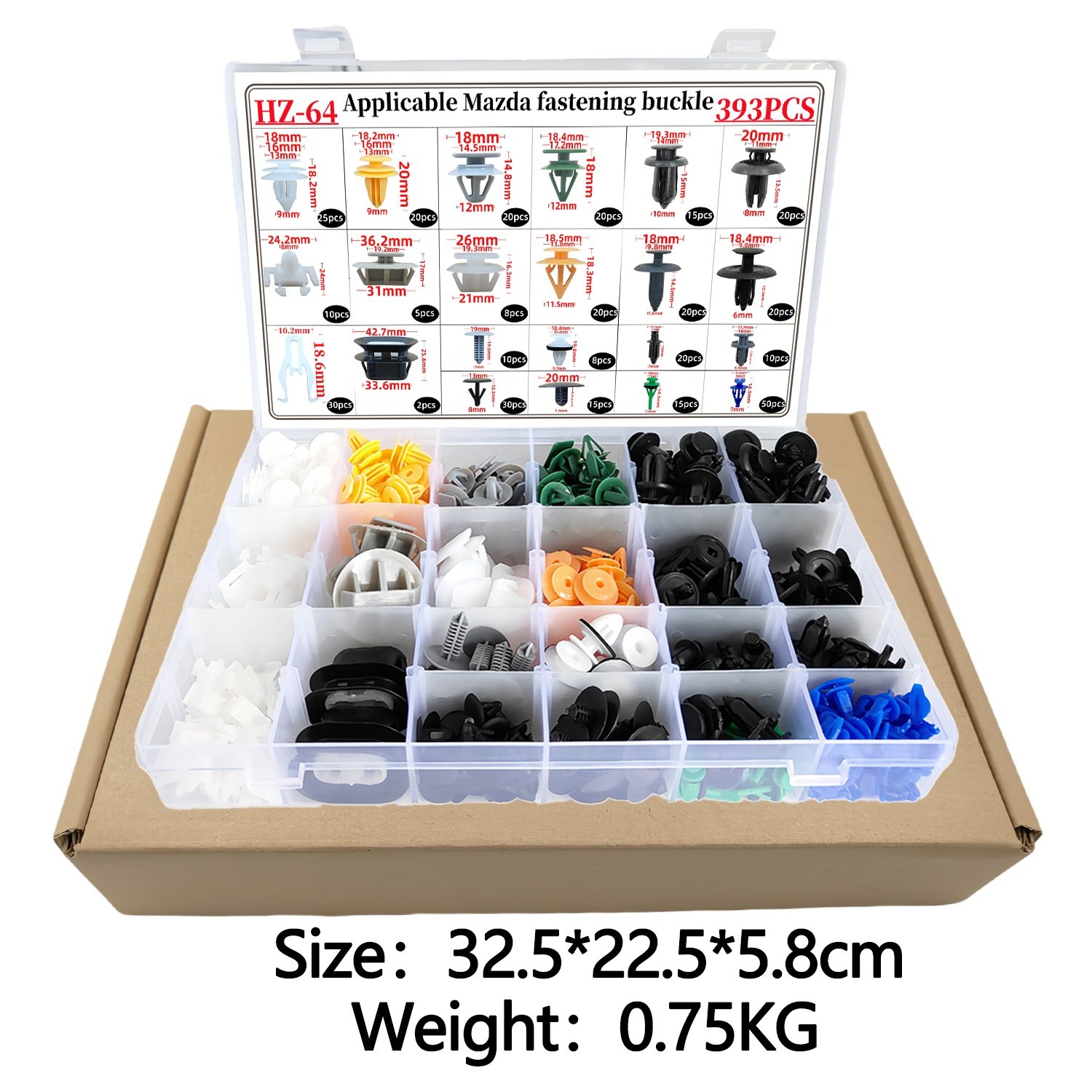 393PCS 22Kinds Car Plastic Fastener Clips Push-type Retainer Door Panel Clip Bumper Fender Clip Set for Mazda