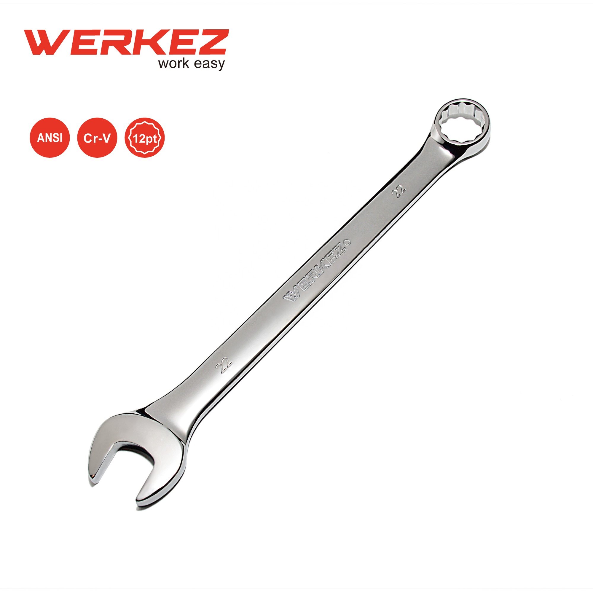 Professional 22mm Cr-V Combination Spanner Wrench Set Chrome-Plated Steel Hand Tools Automobile Metric Measurement Box Packing