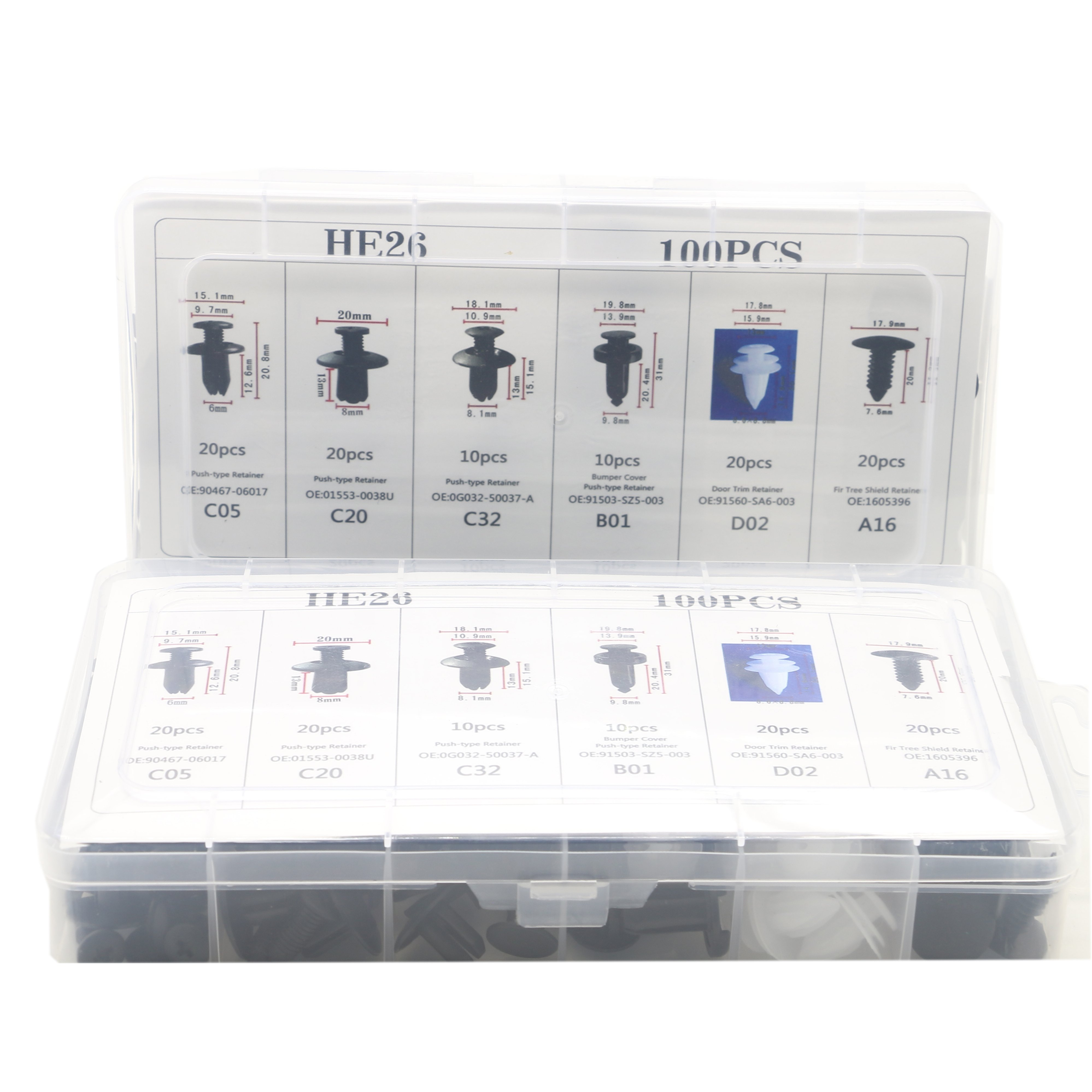 100PCS Auto car buckle box 100PCS combination set bumper buckle