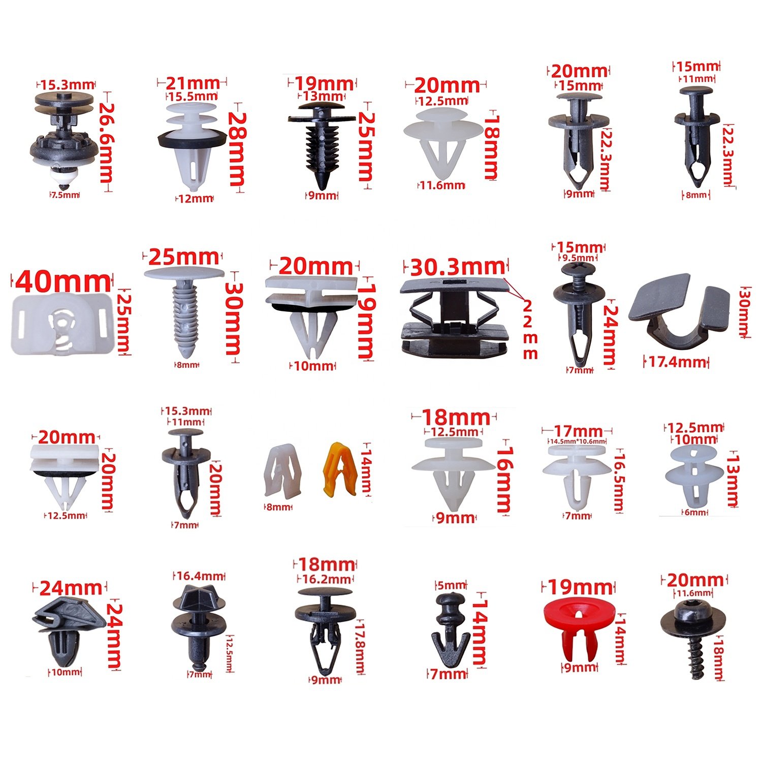382PCS Car Push Retainer Clips & Auto Plastic Clip Fasteners Nylon Bumper Fender Rivets KIT for Ford