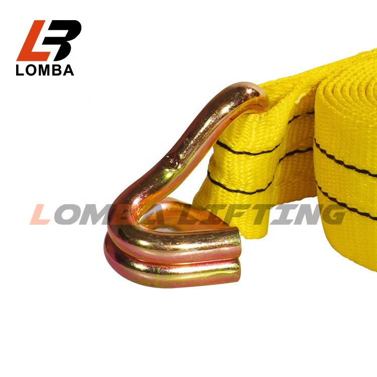 4 Axle Straps Car Hauler Trailer Auto Tie Down 4 Ratchet Straps Tow Kit - Yellow