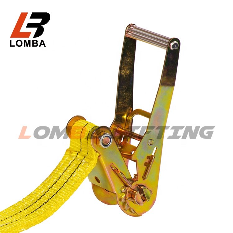 4 Axle Straps Car Hauler Trailer Auto Tie Down 4 Ratchet Straps Tow Kit - Yellow