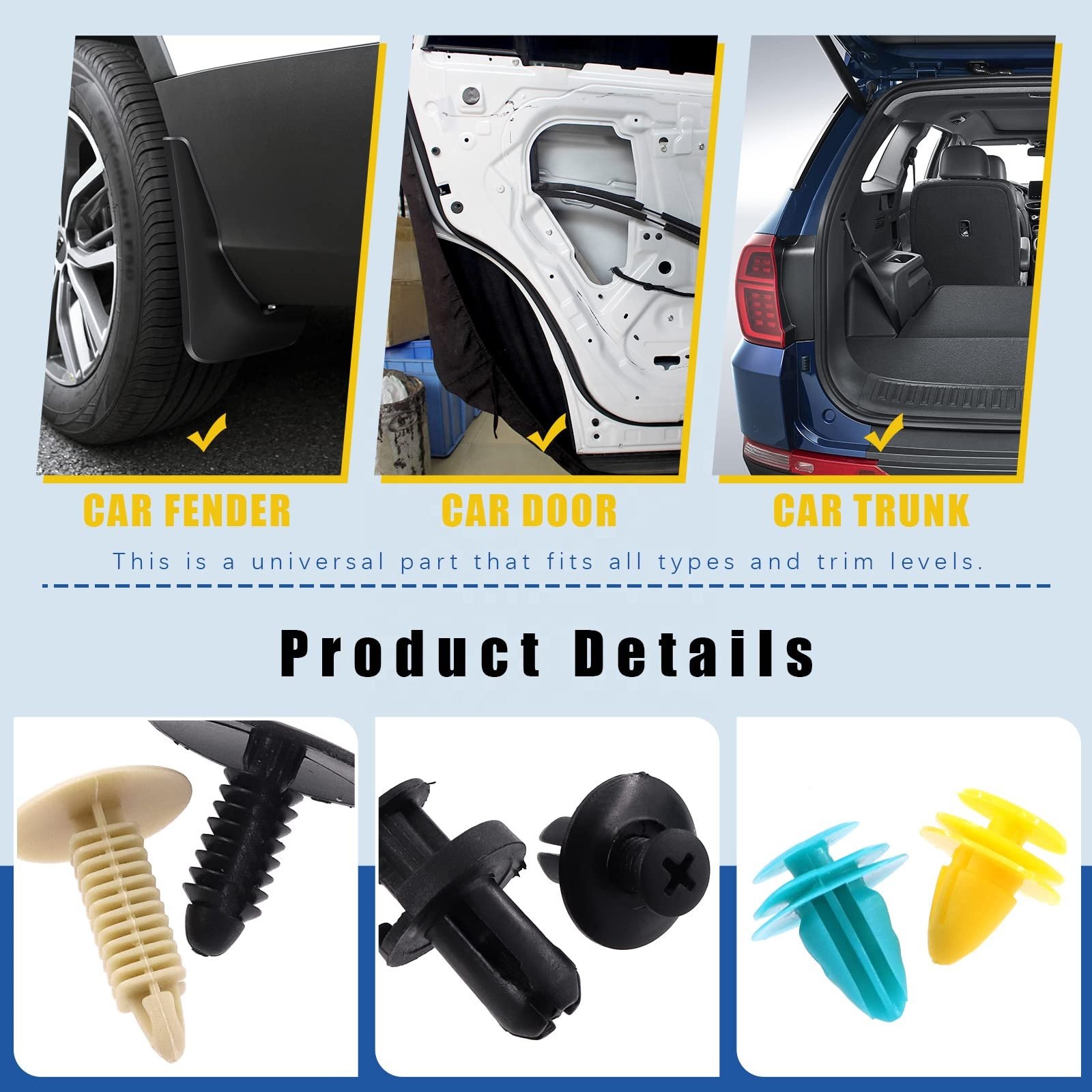 500 Pcs Universal Parts Nylon Car Push Pin Rivet Trim Clips Panel Body Interior Assortment Clip for Car
