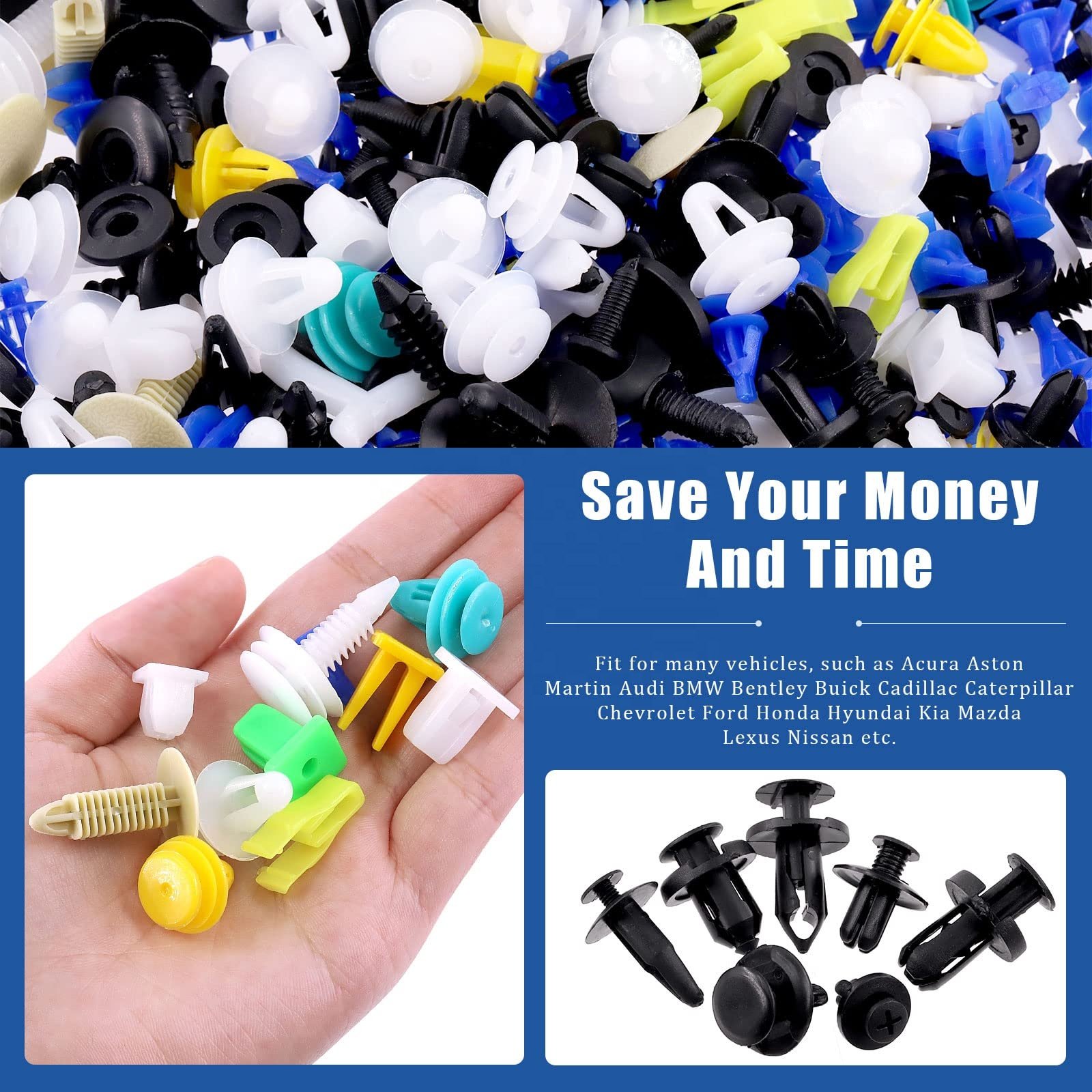 500 Pcs Universal Parts Nylon Car Push Pin Rivet Trim Clips Panel Body Interior Assortment Clip for Car