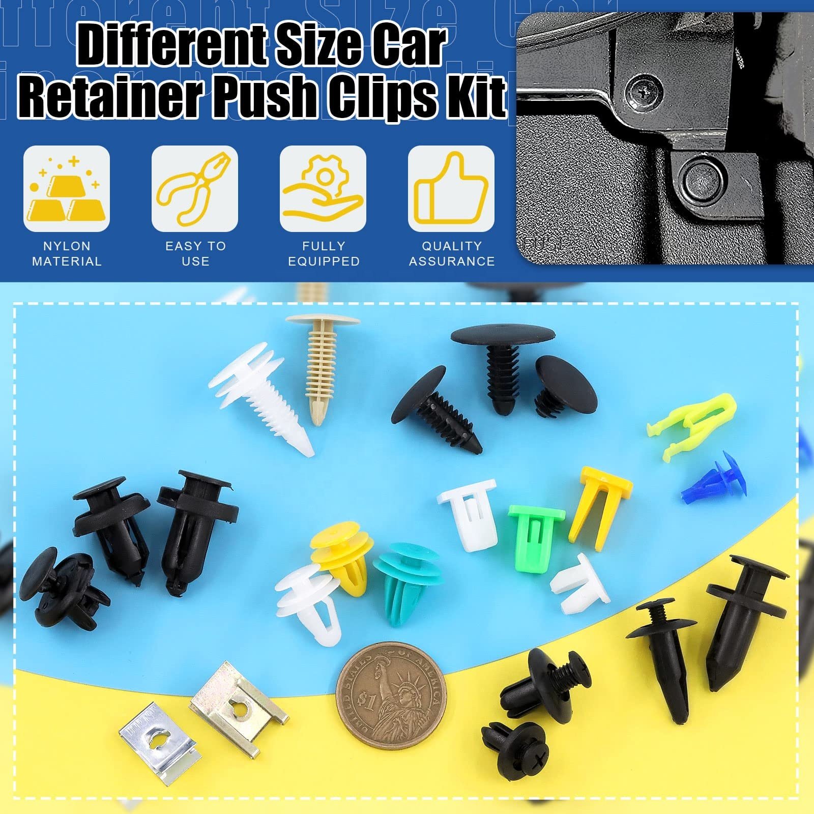 500 Pcs Universal Parts Nylon Car Push Pin Rivet Trim Clips Panel Body Interior Assortment Clip for Car