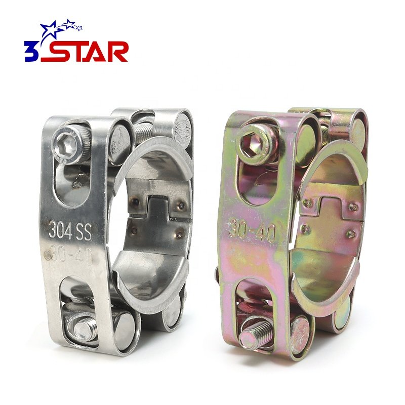 Double Bolt Heavy Duty Hose Clamps Galvanized Steel and Stainless Steel Pipe Clamp