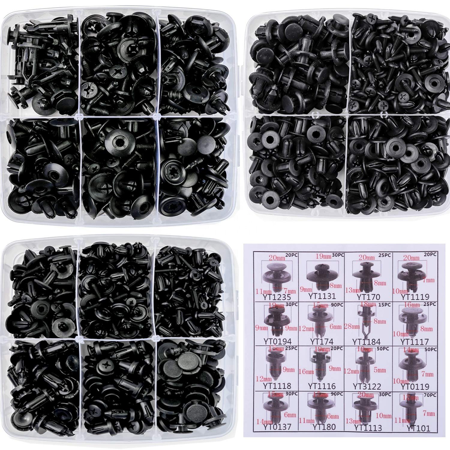 635pcs Automotive Plastic Clips Push Rivets Kit Car Retainer Trim Panel Fasteners Set