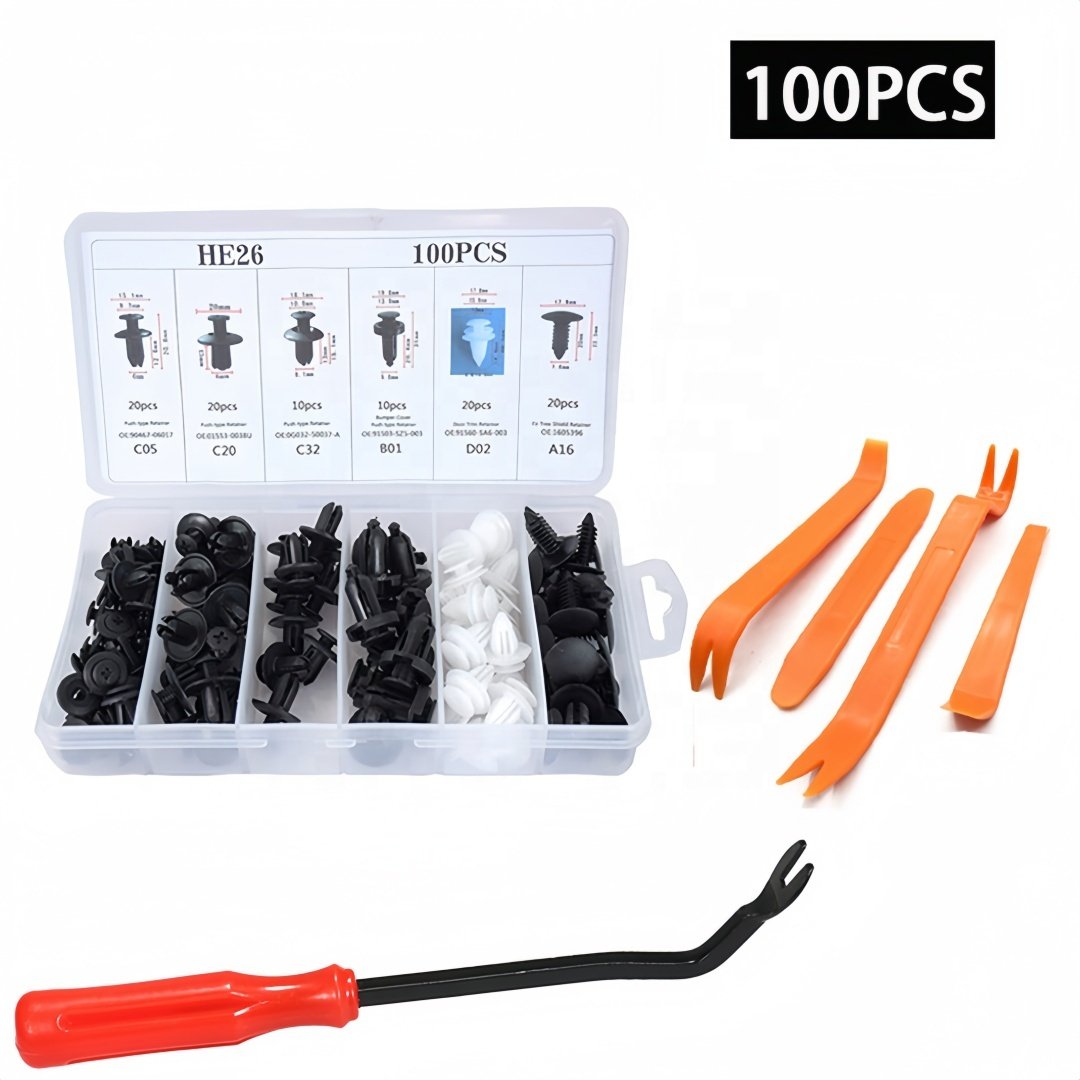 100pcs Bumper Fastener Rosette Rivet Clips Kit Bulk Car Parts Universal Door Trim Fastening Clips, Plastic Clips Set