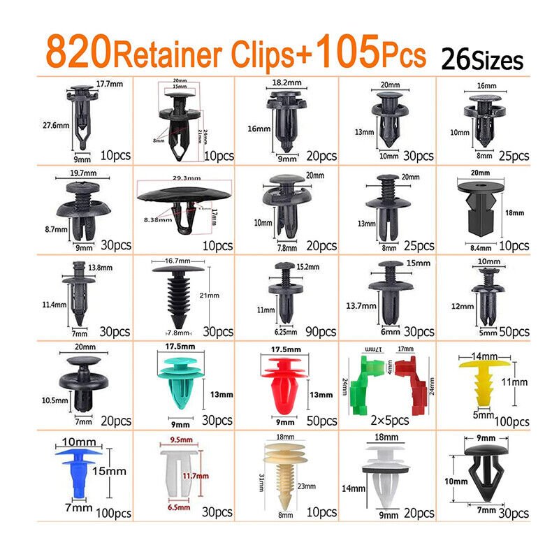 925pcs Car Retainer Clips Plastic Car Trim Clips Kit 26 Sizes Auto Push Pin Rivets Kit Door Trim Panel Fender Clips Remover Tool