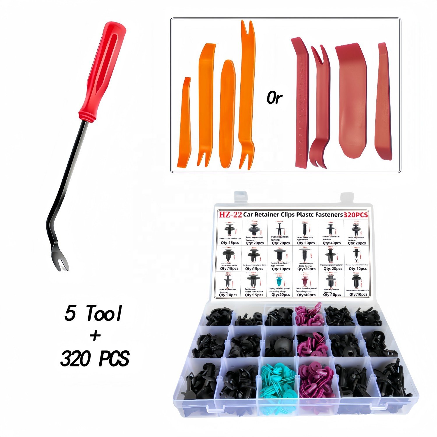 320Pcs Nylon Plastic Car Push Retainer Clips Auto Body Fasteners Assortment Clips Rivet Bumper Kit