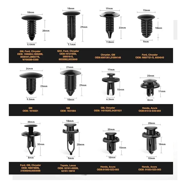 Auto car Push Pin Rivets Set -Door retaining Fastener Automotive Clip Trim Panel Fender retainer Clips for car
