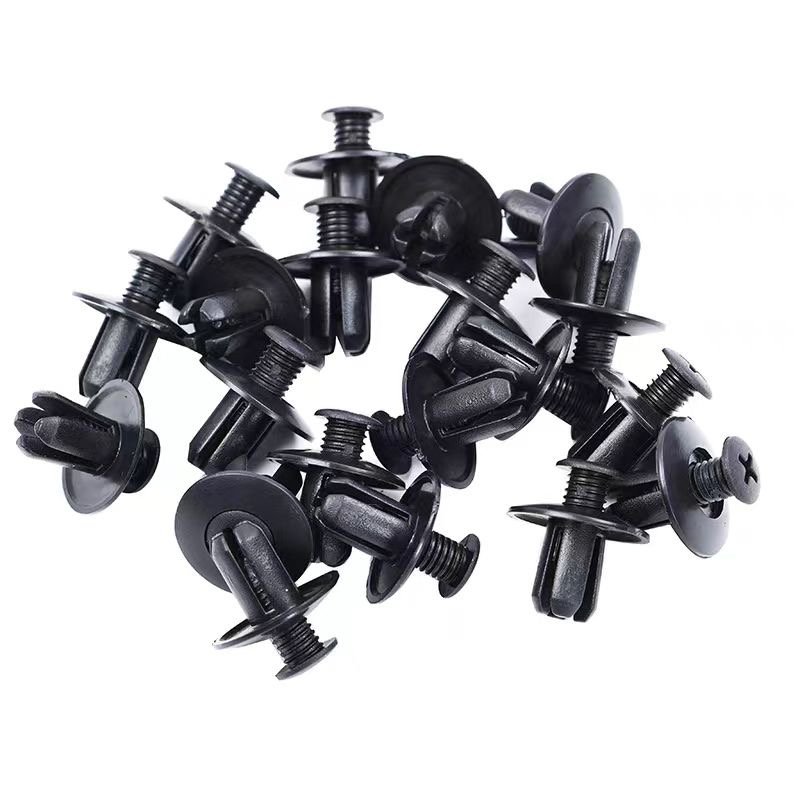 100pcs 8mm Plastic Rivets Fasteners Screw Car Bumper Fender Black Rivet Car Fastener Clips for Toyota Focus Kia Nissan Yamahaa