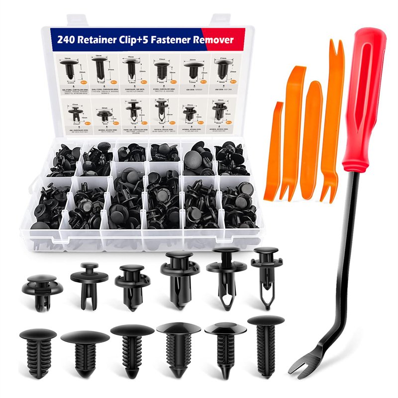 240PCS Bumper Retainer Clips Car Plastic Rivets Fasteners Push Retainer Kit Auto Push Pin Rivets Set