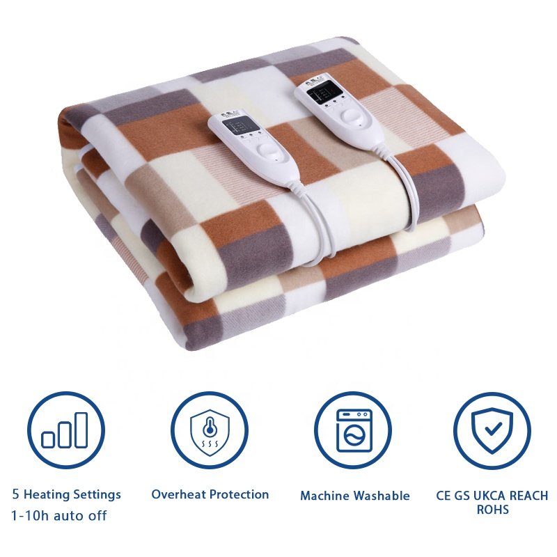 220V China 5 Heated Settings Bed Warmer hot portable thermostat single dual Heating Electric Blanket heated throw electrical