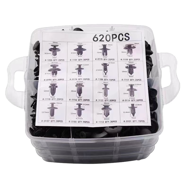 620PCS Car Trim Fasteners Clips Set Plastic Rivets, Push Pins, and Removal Tools for Auto Bumpers and Panels