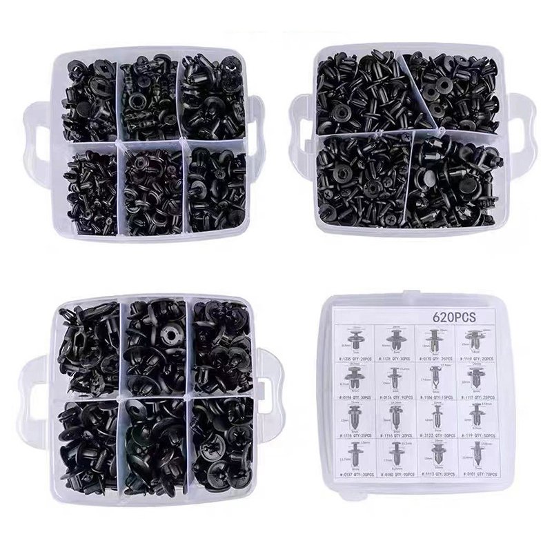 620PCS Car Trim Fasteners Clips Set Plastic Rivets, Push Pins, and Removal Tools for Auto Bumpers and Panels