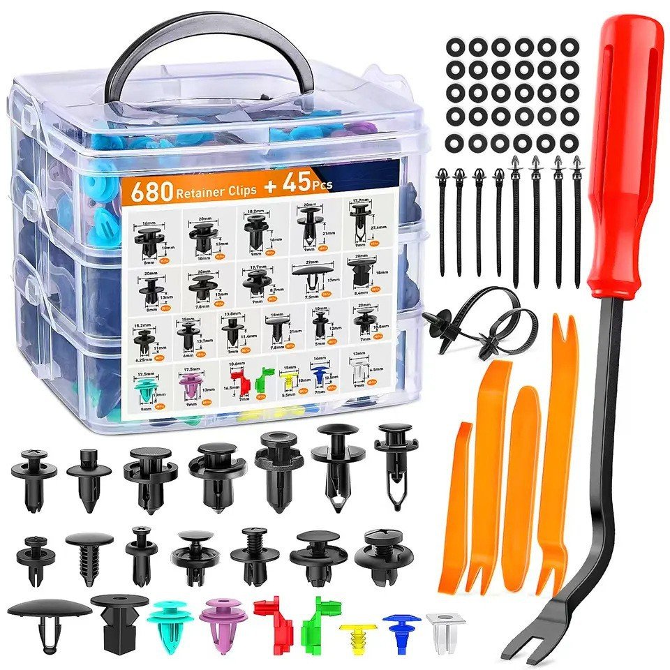680PCS Plastic Automotive Push Retainer Clips Door Panel Trim Fasteners for Car Body Workshop Use Tools Auto Repair Buckle Set