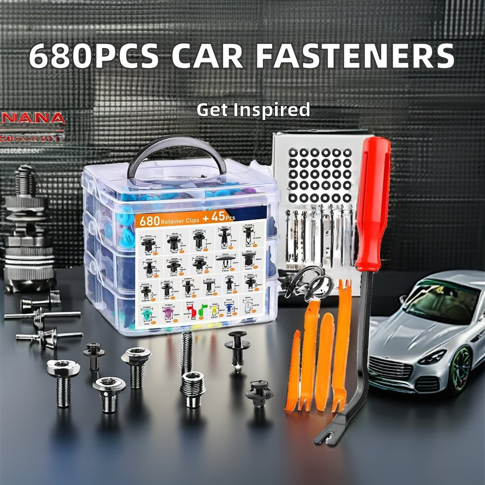 680PCS Plastic Automotive Push Retainer Clips Door Panel Trim Fasteners for Car Body Workshop Use Tools Auto Repair Buckle Set
