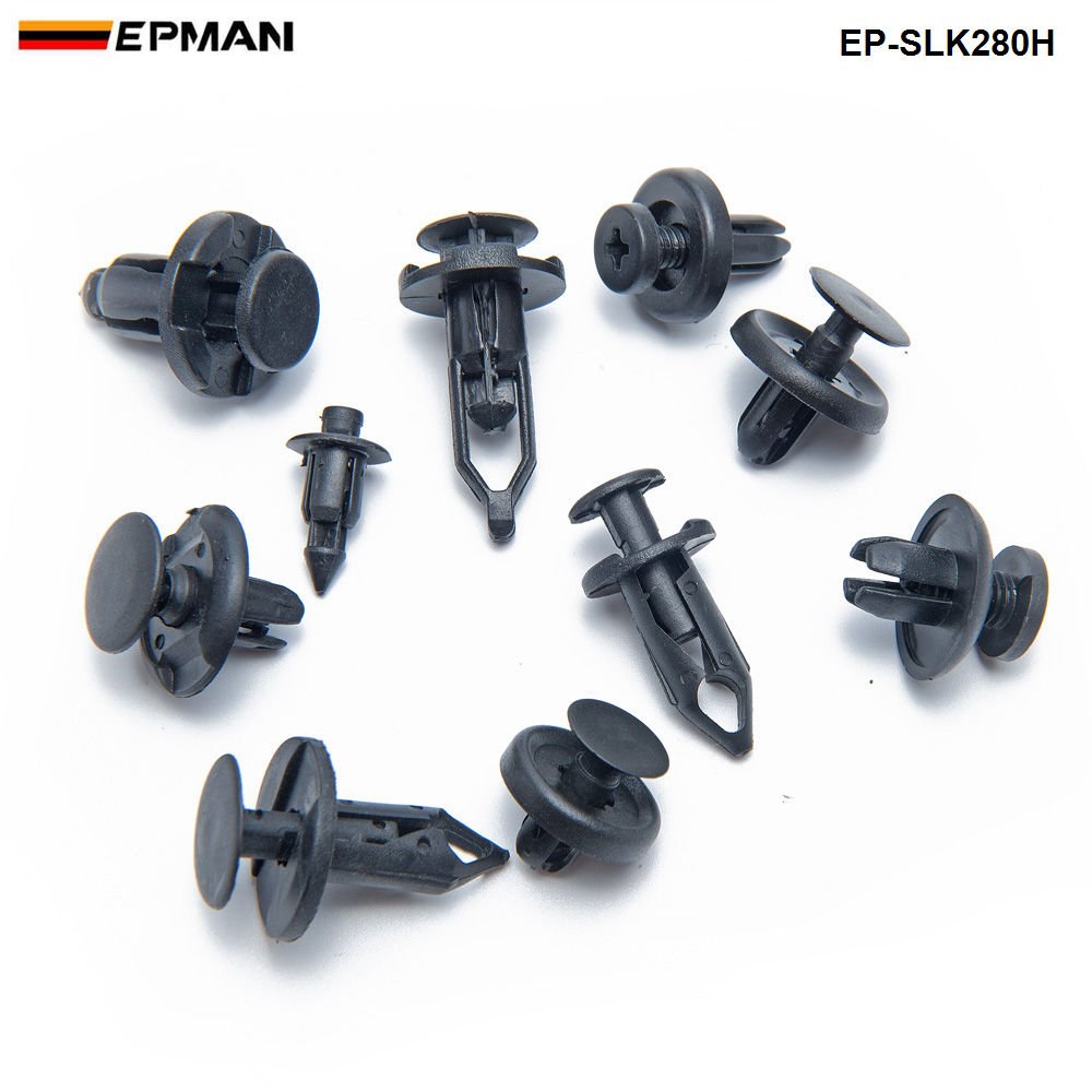 280pcs/BOX Black Plastic Mixed Auto Fastener Vehicle Car Bumper Clips Retainer Rivet Door Panel Fender Liner EP-SLK280H
