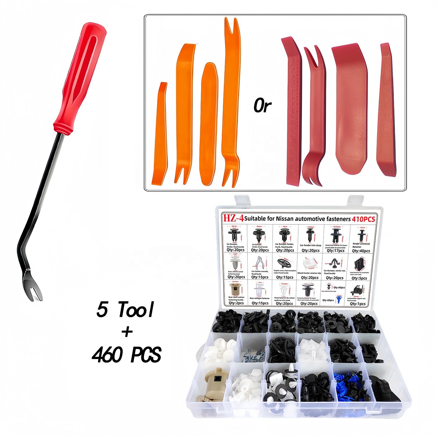 410PCS Car Plastic Fastener Clips Set Mixed Auto Body Push Retainer Pin Rivet Bumper Door Trim Panel Fastener Clip for Nissan