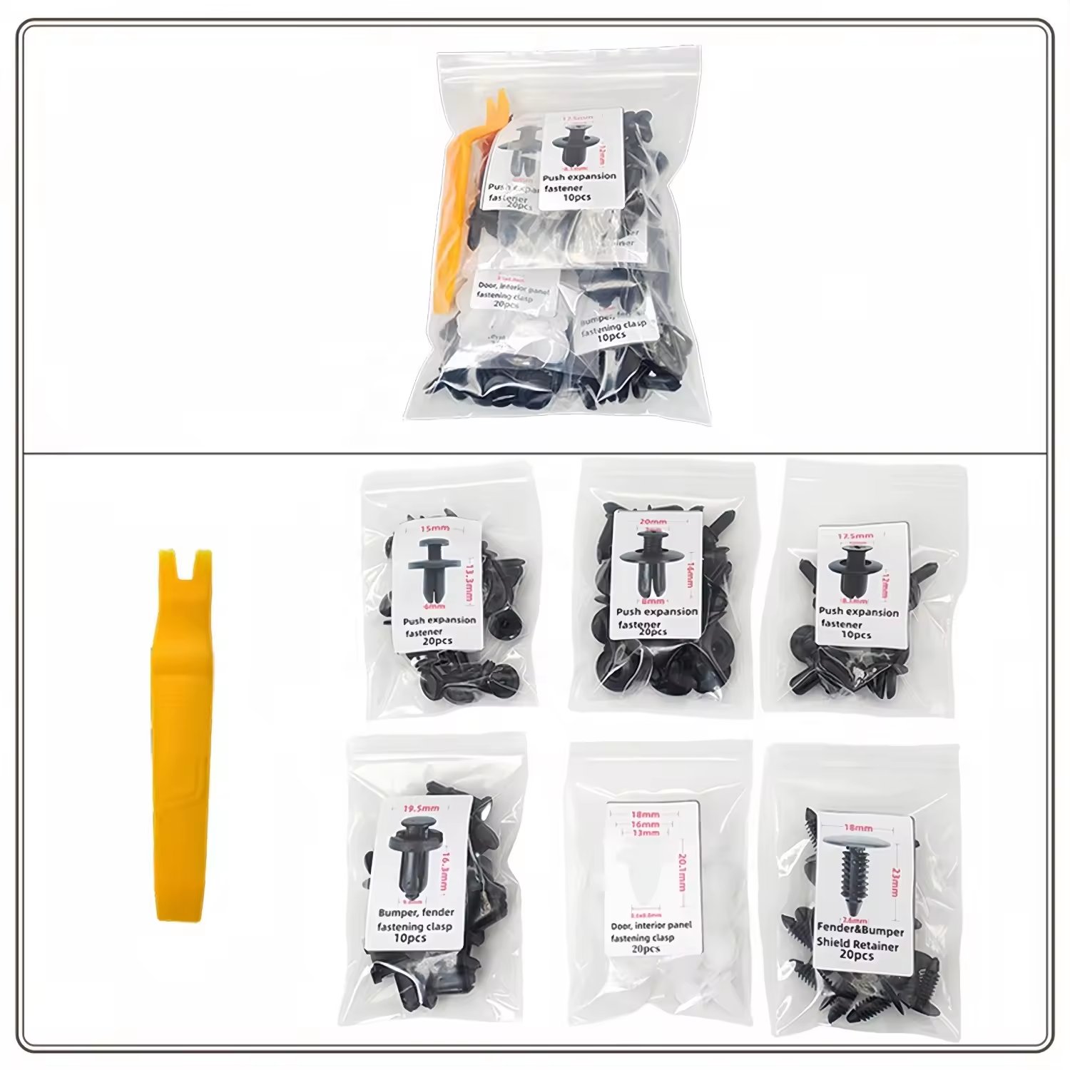 Mixed Auto Fastener Clip Car Body Push Retainer Pin Rivet Bumper Door Trim Panel Retainer Fastener Kit Car Accessories