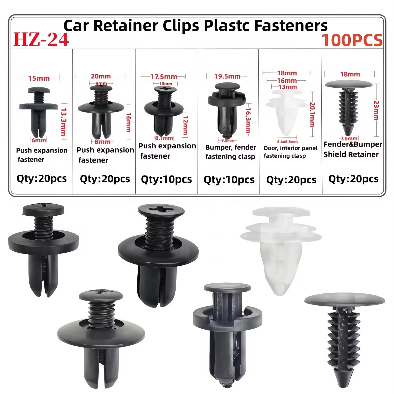 Mixed Auto Fastener Clip Car Body Push Retainer Pin Rivet Bumper Door Trim Panel Retainer Fastener Kit Car Accessories