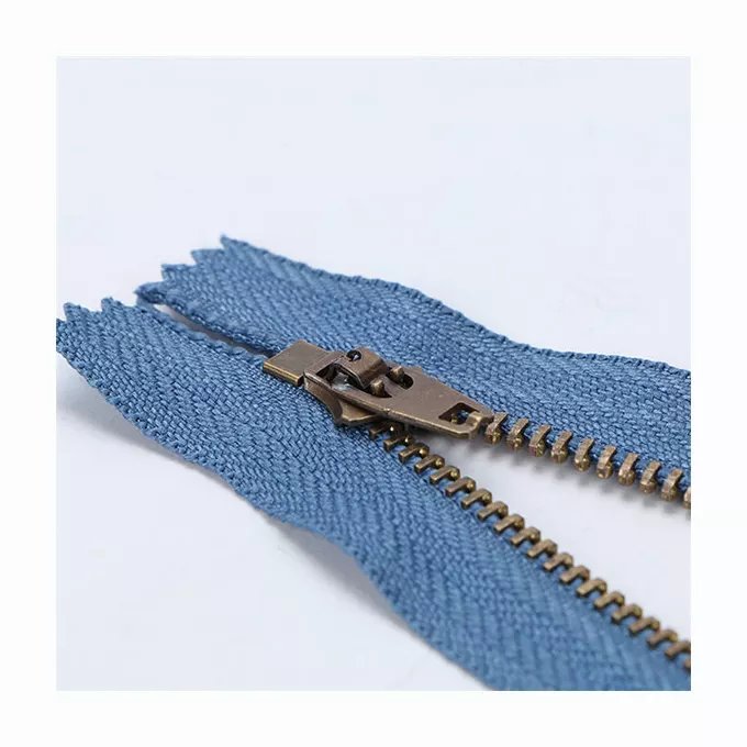 Wholesale Metal Zippers 3# Closed Metal Bronze Teeth Jeans Zipper Closed Tail Zip-Fastener Slide Fastener for Jeans Bag