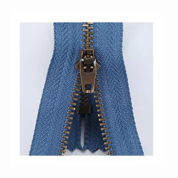 Wholesale Metal Zippers 3# Closed Metal Bronze Teeth Jeans Zipper Closed Tail Zip-Fastener Slide Fastener for Jeans Bag