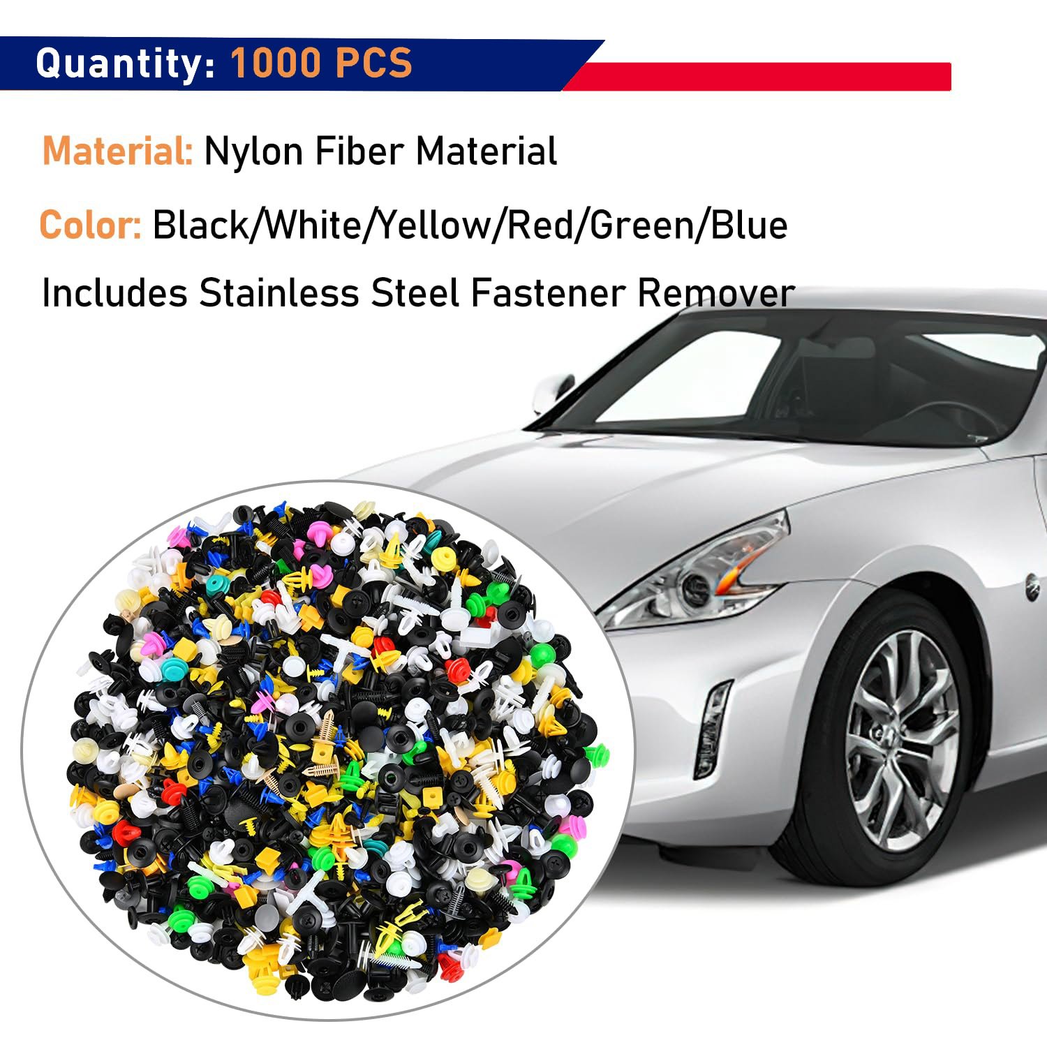 1001PCS Universal Car Clips Mixed Auto Bumper Fender Trim Door Panel Shield Engine Cover Retainer Rivet Push Clips