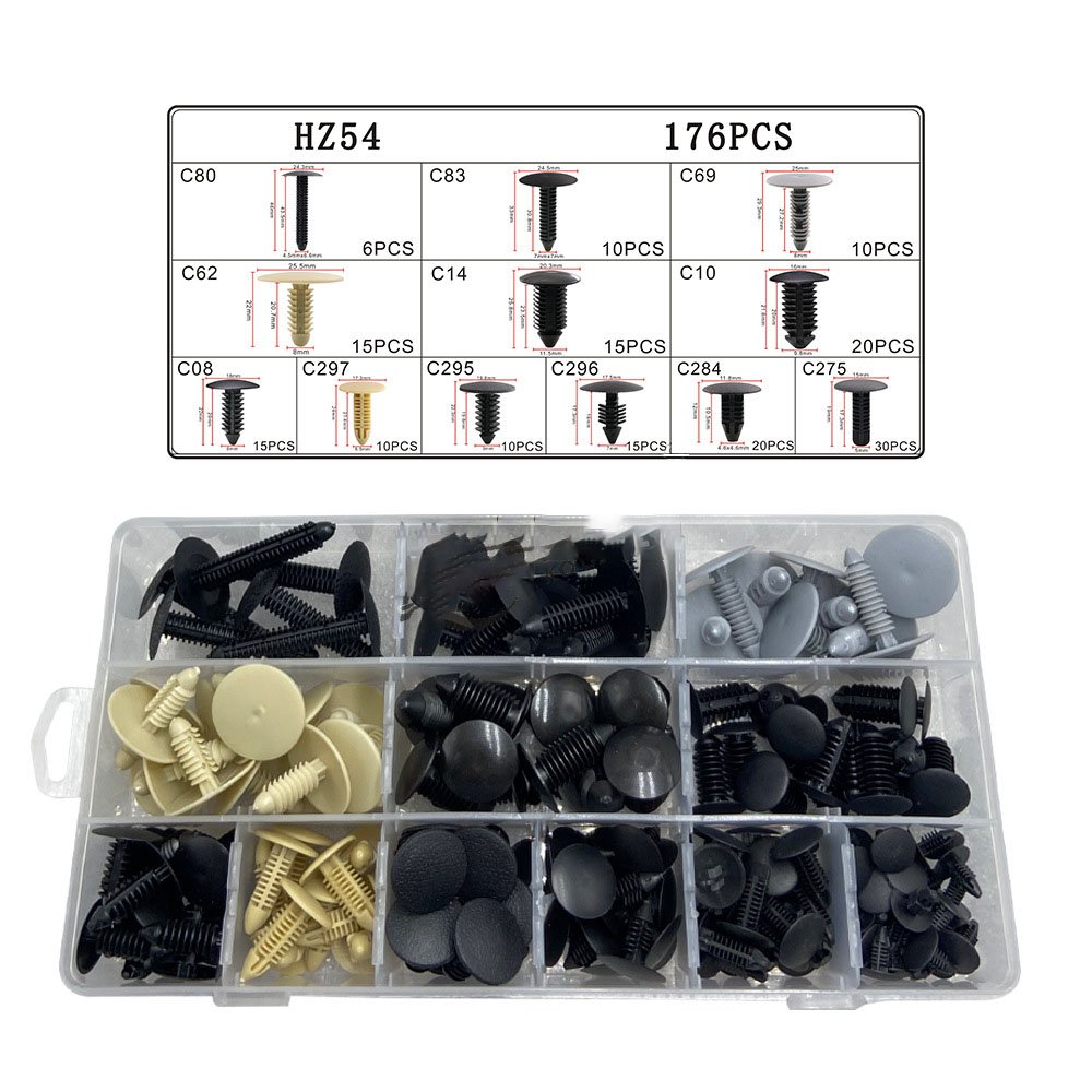 340PCS Auto Fastener Clip Kit High Quality Expansion Screw Bumper Push Rivet Bumper Clip Kit With Clip Removal Tool HZ54